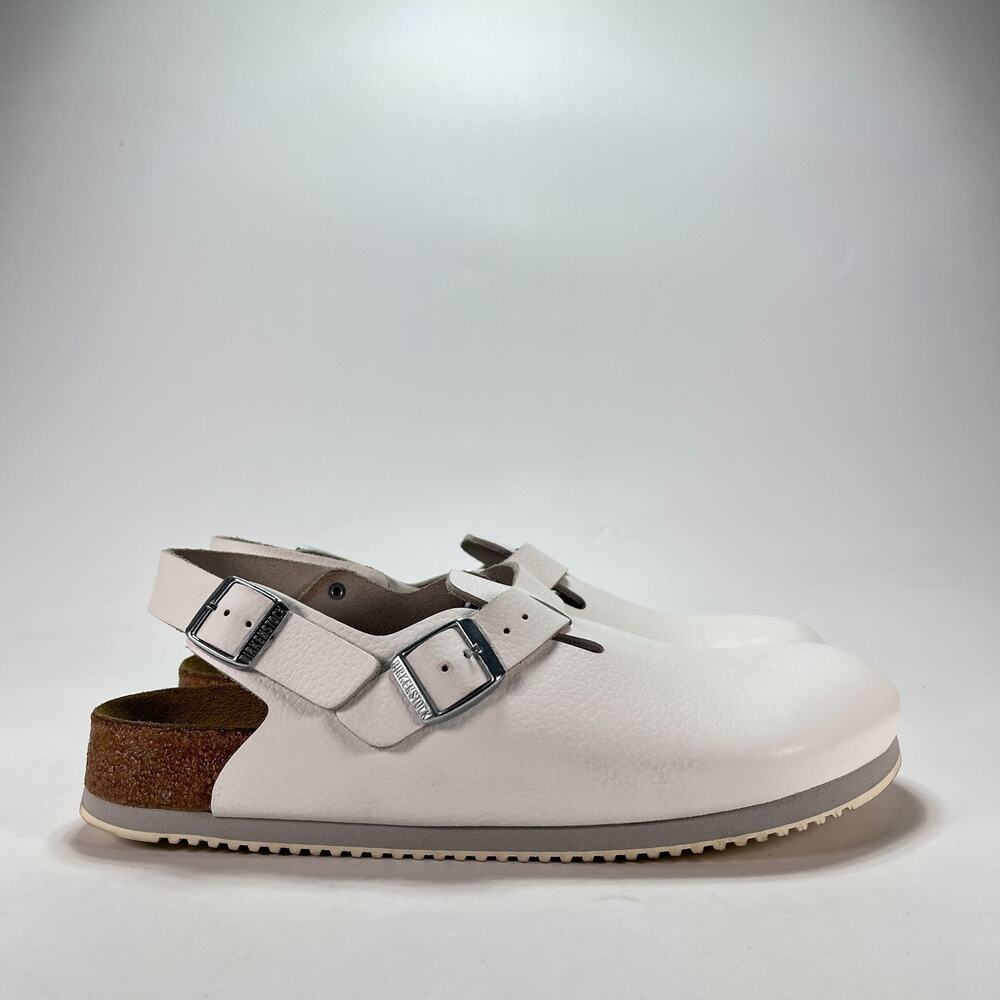 Birkenstock Professional Tokio Super Grip White Leather Work Clogs Men's Size 10